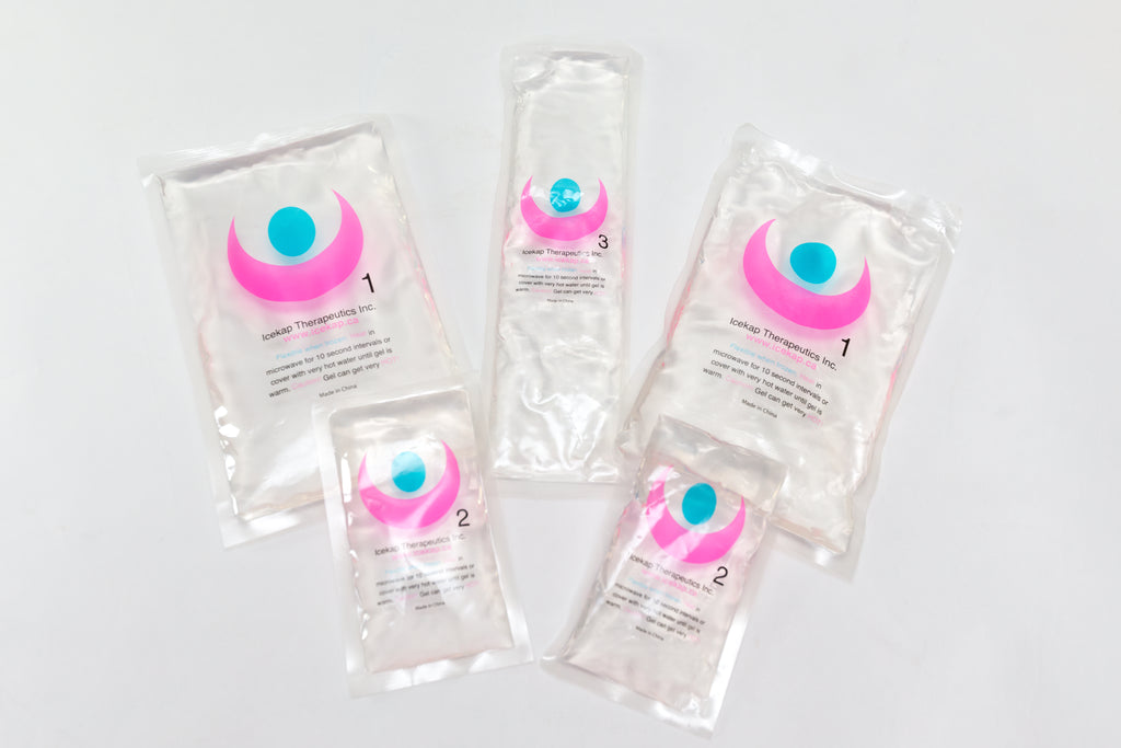 Set of five therapy gel packs, ideal for multi-area or extended cooling and heating therapy with Icekap Deluxe 2.0